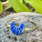 Lapis Moon Gemstone Gold Bangle Cuff Bracelet